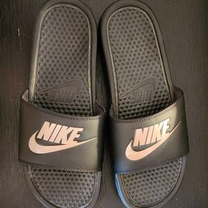 Nike Black & Rose Gold Slide Sandals